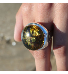 bague ambre vert