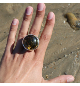 ambre bague argent