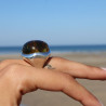 bague ambre vert argent