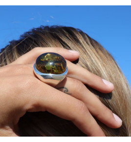 bague ambre et argent