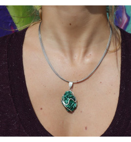 pendentif argent pierre verte