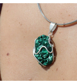 pendentif malachite argent