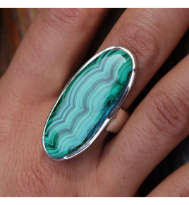 bague pierre verte argent