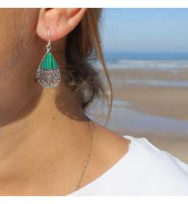 boucle d oreille argent malachite