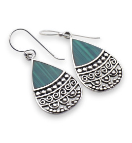 boucle d oreille argent malachite