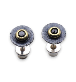 boucles d'oreilles argent diamant noir