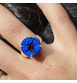 bague azurite bleu