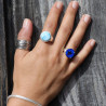 azurite bleue bague argent
