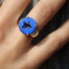 bague argent pierre bleue