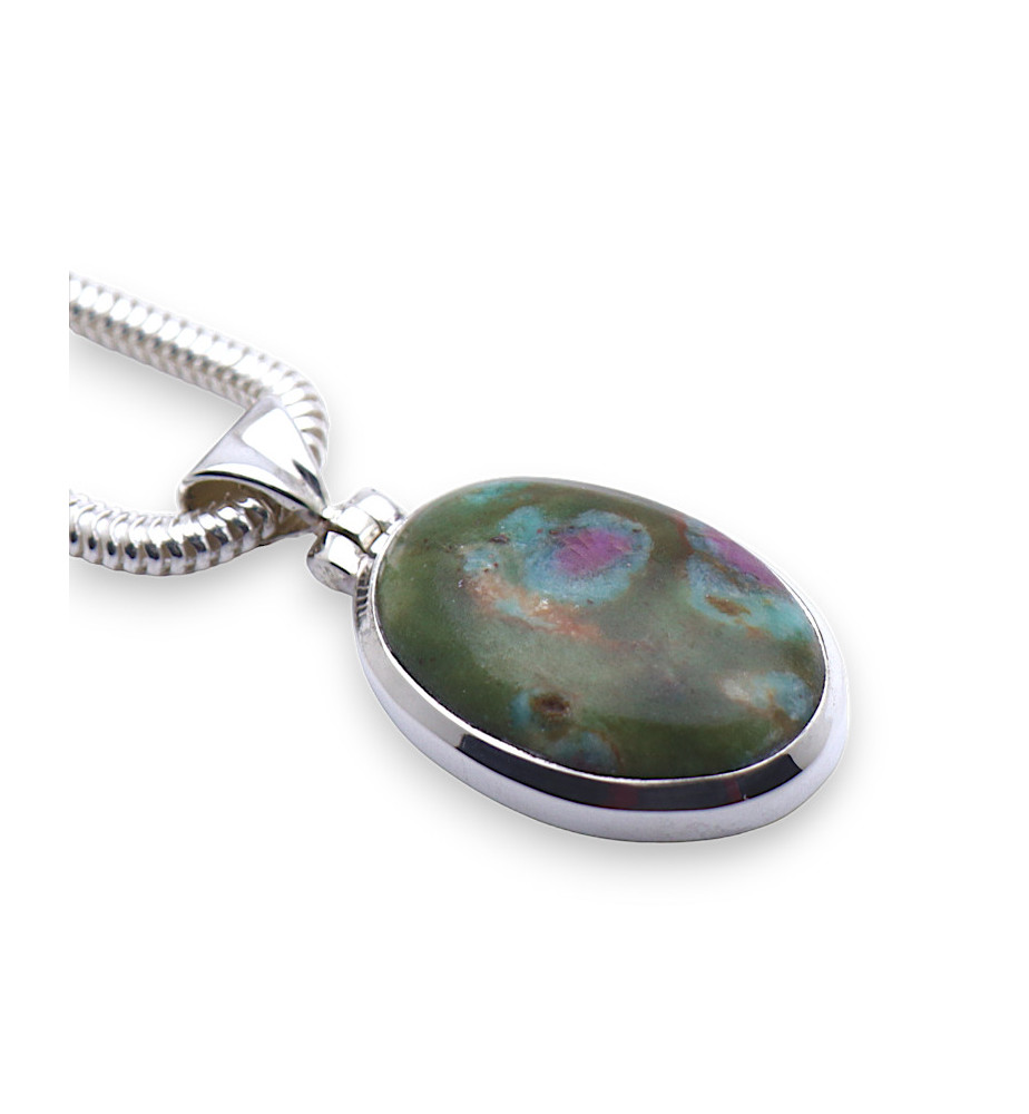 pendentif argent rubis sur fuchsite femme pendentif argent rubis sur fuchsite femme