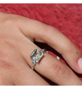 bague argent quartz lemon