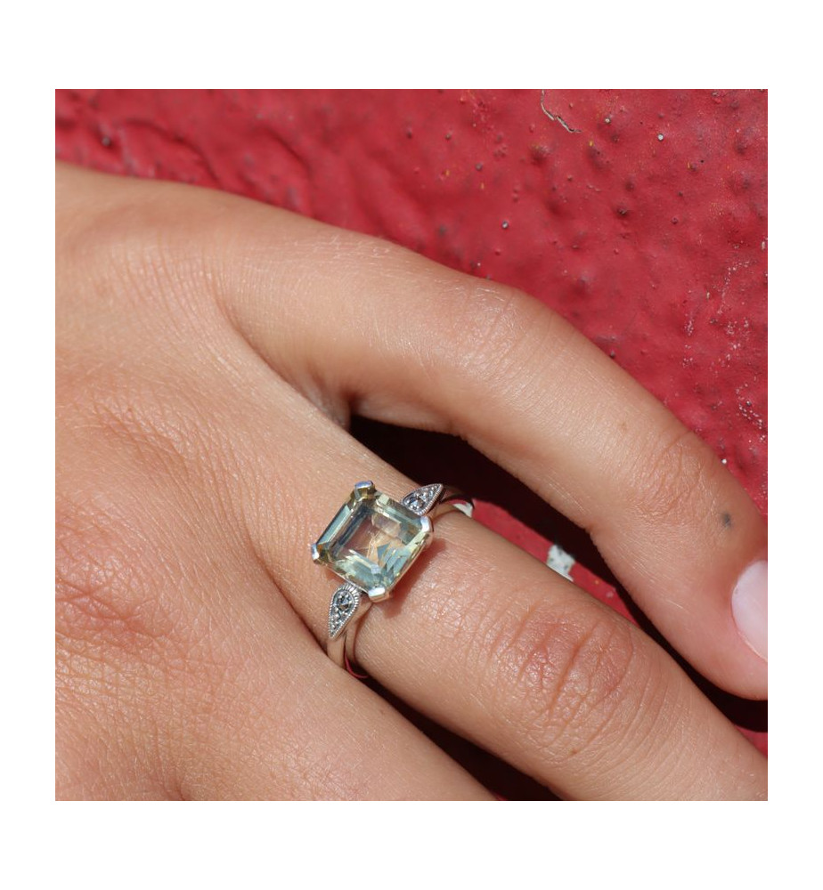 bague argent quartz lemon