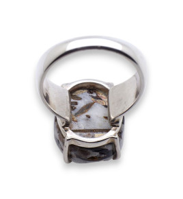 bague argent et pierre marron