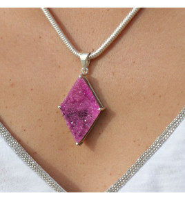 pendentif argent pierre rose
