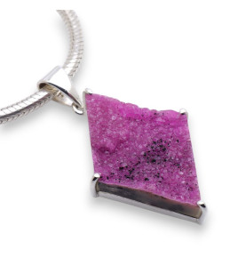 pendentif argent pierre rose