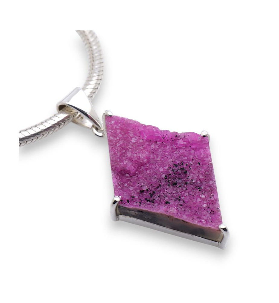 pendentif argent pierre rose