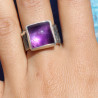 bague améthyste anneau texturé