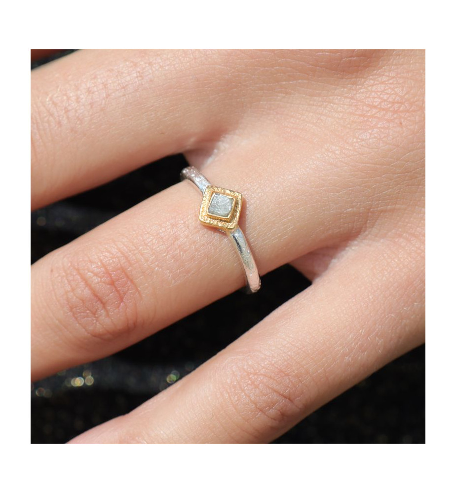 bague argent diamant femme