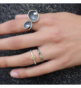 bague argent diamant brut