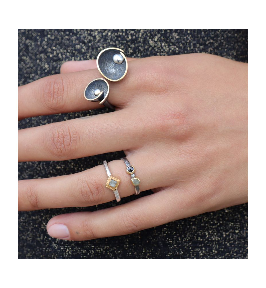 bague argent diamant brut