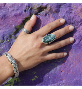 bague argent et séraphinite