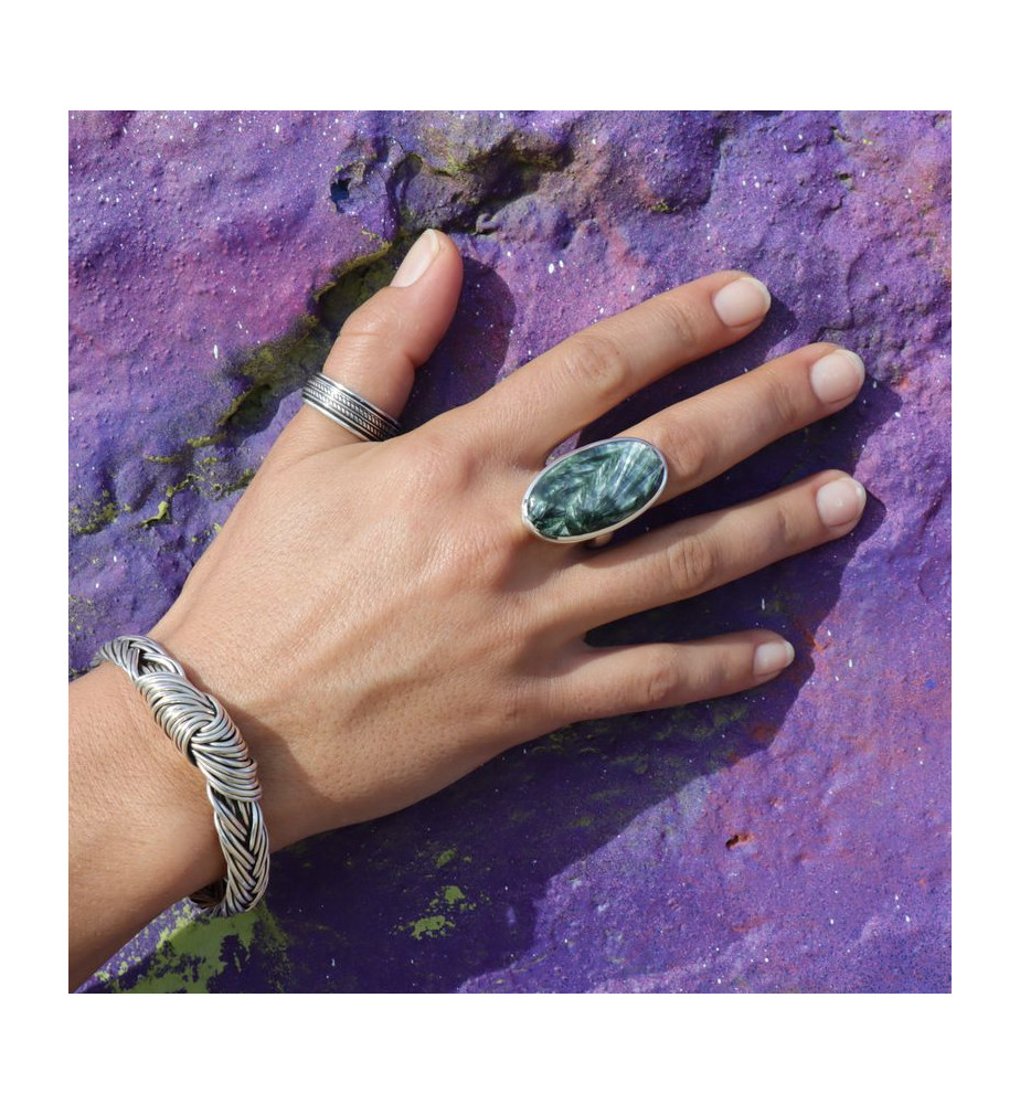 bague argent et séraphinite
