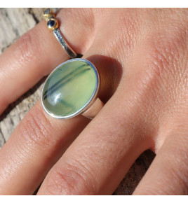bague argent préhnite