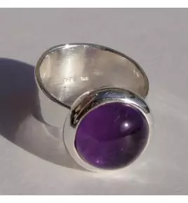 Bague argent et améthyste ronde