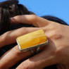 bague pierre ambre jaune
