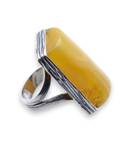 bague ambre jaune