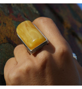 bague ambre argent