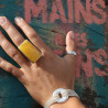 bague createur argent ambre jaune