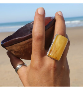 bague ambre jaune argent