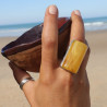 bague ambre jaune argent