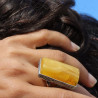 bague ambre jaune argent haut de gamme