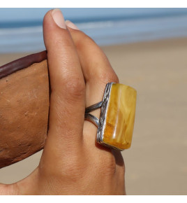 bague ambre jaune de la baltique
