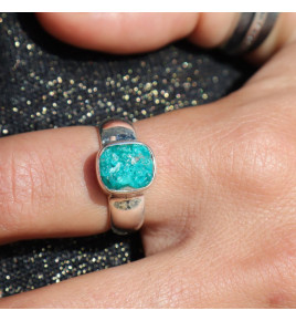bague argent avec dioptase