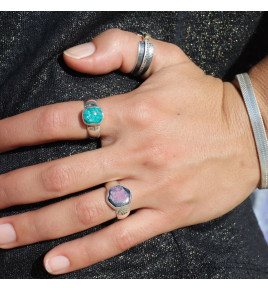 bague argent et dioptase