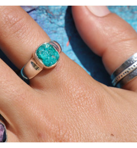 bague argent pierre dioptase