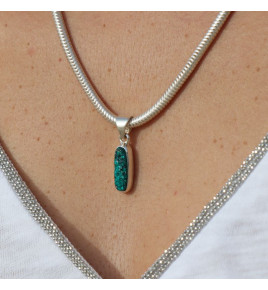 pendentif argent avec dioptase