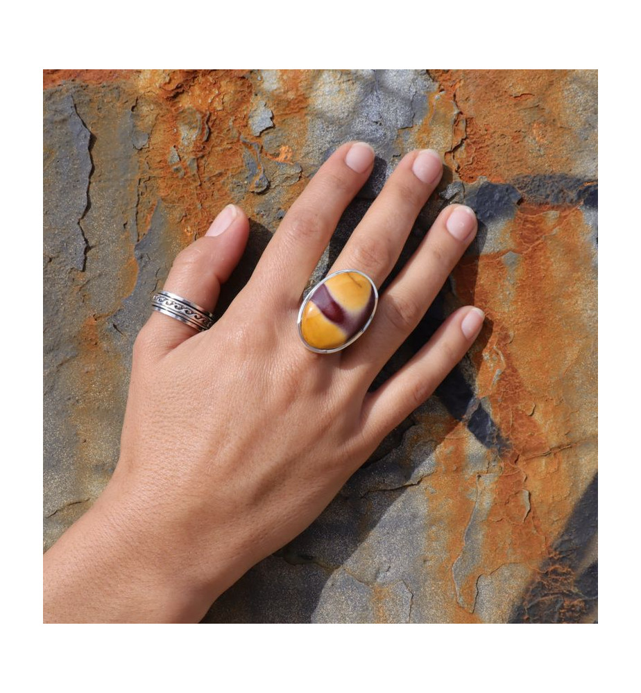 bague argent jaspe mokaite