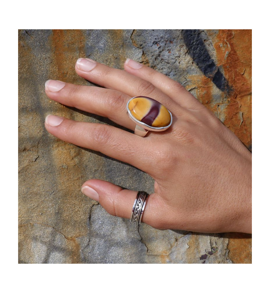 bague argent pierre multicolore