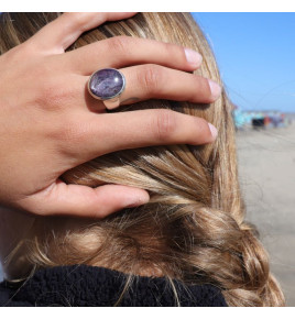 bague argent et rubis violet