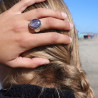 bague argent et rubis violet