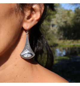 agate dendritique boucle d'oreille