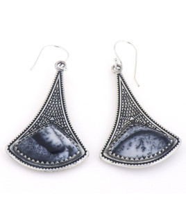 boucles d'oreilles agate dendritique