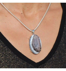pendentif argent et agate dendritique