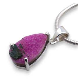 pendentif cobalto-calcite et argent