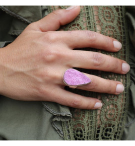 bague argent cobalto-calcite