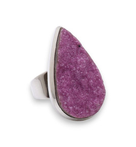 bague argent cobalto-calcite